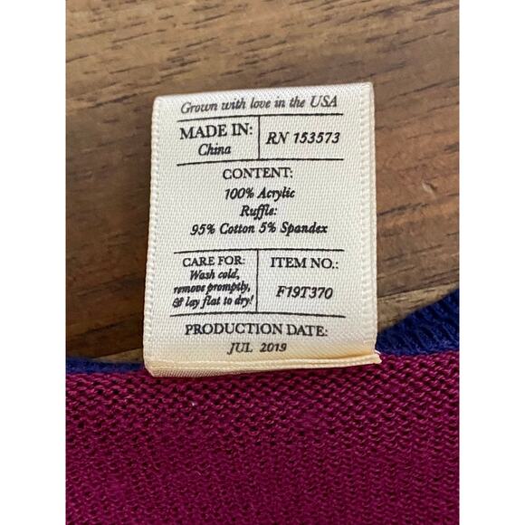 Wildflowers Happy Go Lucky Burgundy Blue Green Key To My Heart Knit Sweater 2 - Picture 7 of 7